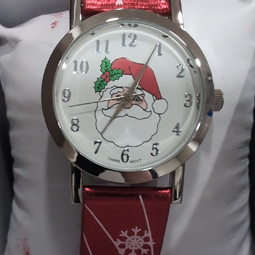 Santa Claus Holiday Watch with Red Strap